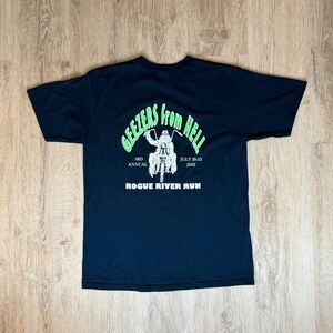 Geezers From Hell Rogue River Run 2002 Black T-Shirt Large Biker Graphic Tee